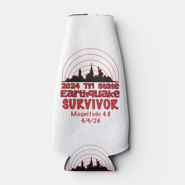 Ich überlebte den NYC Erdbeben Quake Tri Staat 202 Flaschenkühler (Vorderseite)