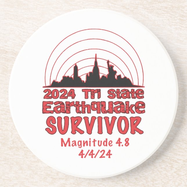 Ich überlebte den NYC Erdbeben Quake Tri Staat 202 Getränkeuntersetzer (Vorne)