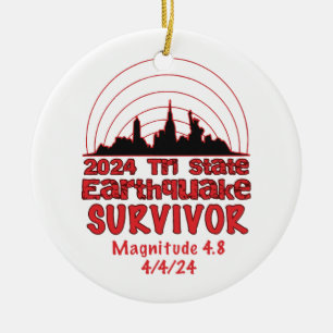 Ich überlebte den NYC Erdbeben Quake Tri Staat 202 Keramik Ornament