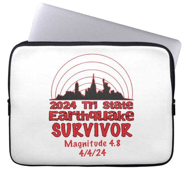 Ich überlebte den NYC Erdbeben Quake Tri Staat 202 Laptopschutzhülle (Vorderseite)