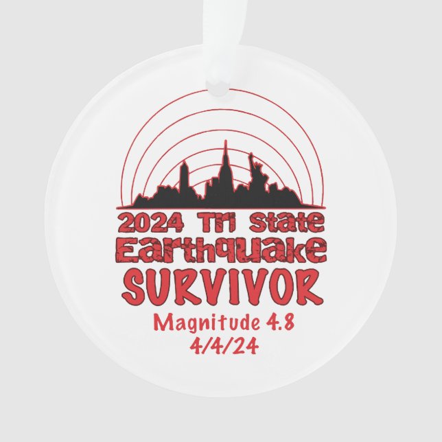 Ich überlebte den NYC Erdbeben Quake Tri Staat 202 Ornament (Vorderseite)