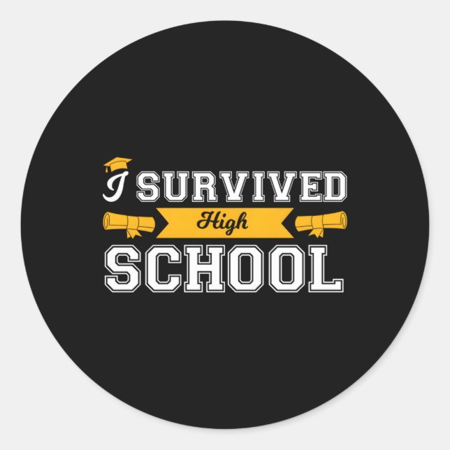 Ich überlebte den Schulabschluss Runder Aufkleber (Vorderseite)