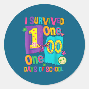 Ich überlebte die 100 Tage Schule Schüler Lehrer Runder Aufkleber