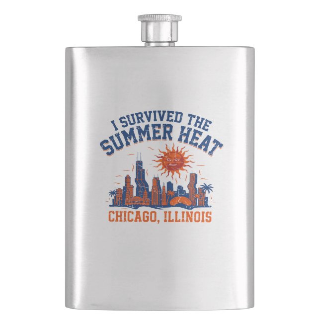 Ich überlebte die Sommerhitze Chicago Illinois Flachmann (Vorderseite)