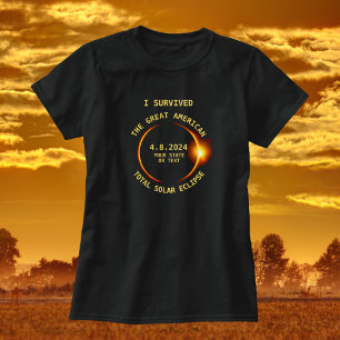 Ich überlebte die Total Solar Eclipse 4/8/2024 USA T-Shirt