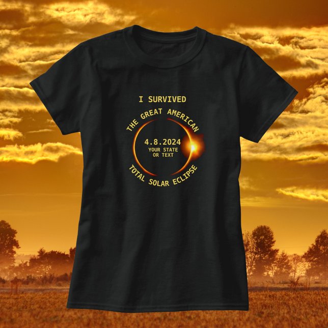 Ich überlebte die Total Solar Eclipse 4/8/2024 USA T-Shirt (Von Creator hochgeladen)