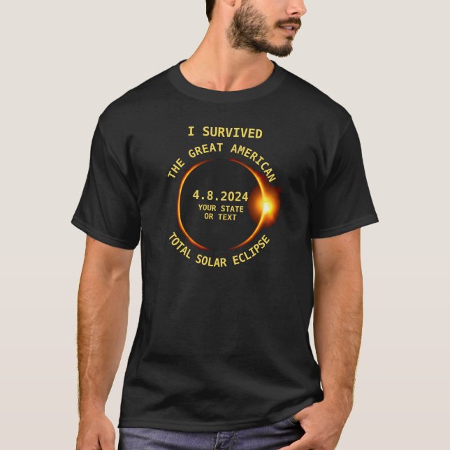Ich überlebte die Total Solar Eclipse 4.8.2024 USA T-Shirt (Vorderseite)