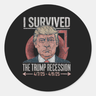 Ich überlebte die Trump-Rezession 2025 Parodie Vin Runder Aufkleber