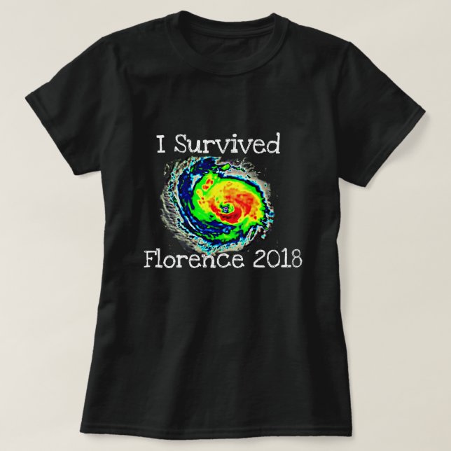 "Ich überlebte Florenz 2018" u. Hurrikan-Radar T-Shirt (Design vorne)