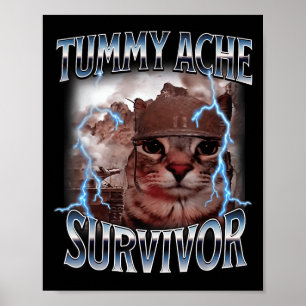 Ich überlebte heute Tummy Ache Survivor Funny Cat Poster