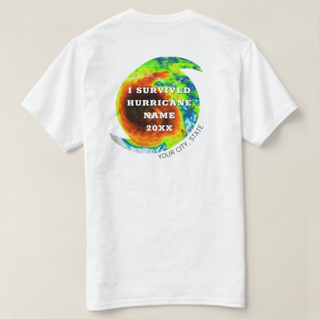 ICH ÜBERLEBTE HURRICANE City Staat Personalisiert  T-Shirt (Design Rückseite)