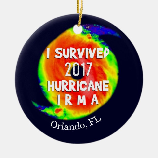 ICH ÜBERLEBTE HURRICANE IRMA an Ihrem Standort Keramikornament (Vorne)