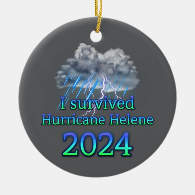 Ich überlebte Hurrikan Helene 2024 v2 Keramik Ornament (Vorne)