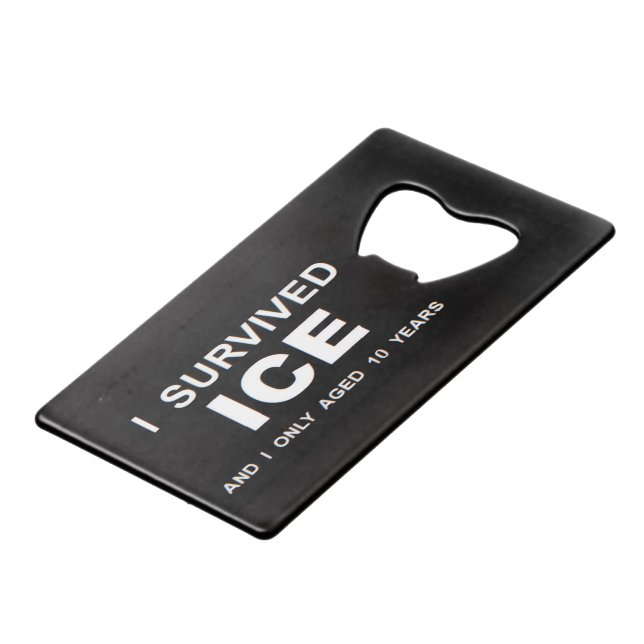 Ich überlebte ICE  Geldbeutel Flaschenöffner (Vorderseite Schrägansicht)