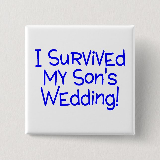 Ich überlebte meine Wedding Söhne (Blau) Button (Vorderseite)