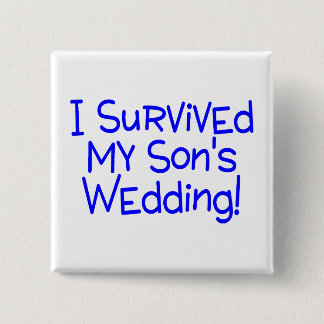 Ich überlebte meine Wedding Söhne (Blau) Button