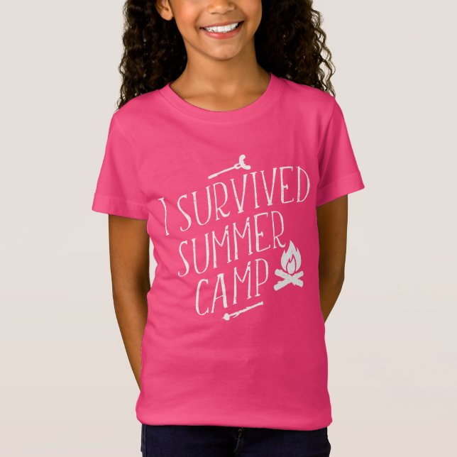 Ich überlebte Summer Camp Girls Erste Camping Reis T-Shirt (Vorderseite)
