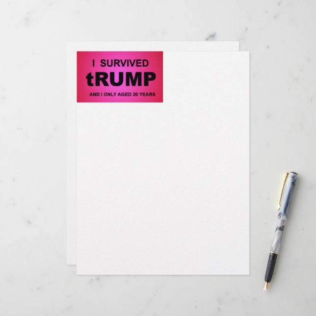 Ich überlebte tRUMP Briefbogen (Vorderseite/Rückseite Beispiel)
