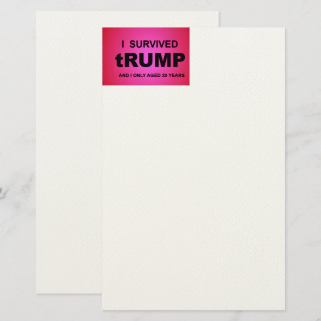 Ich überlebte tRUMP Briefpapier (Vorne/Hinten)