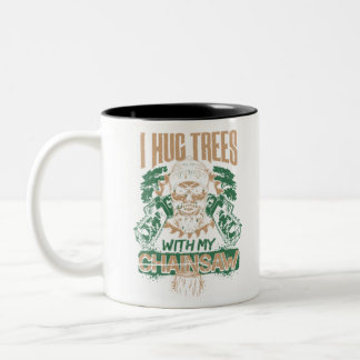 Ich umarmte Bäume mit Kaschierholz Zweifarbige Tasse