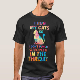 Ich umarmte meine Katzen, damit ich nicht Leute in T-Shirt