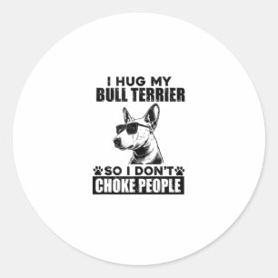 Ich umarmte meinen Bull Terrier, sodass ich Leute Runder Aufkleber