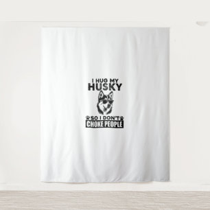 Ich umarmte meinen Husky, damit ich nicht Leute er Wandteppich