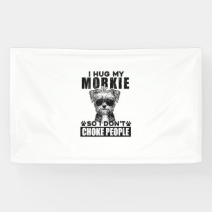 Ich umarmte meinen Morkie, sodass ich Leute nicht  Banner