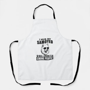 Ich umarmte meinen Samoyed, sodass ich nicht Leute Schürze