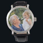 Ich und mein Opa Custom Child Foto Armbanduhr<br><div class="desc">Mein Opa und mein Opa. Benutzerdefiniertes Foto. Benutzerdefinierter weißer Text.</div>