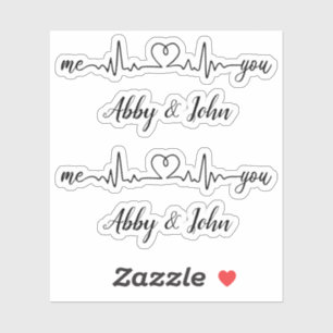 Ich und Sie Heartbeat Liebe Heart Line Individuell Aufkleber