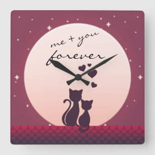 Ich und Sie sind für immer romantische Katzen in d Quadratische Wanduhr