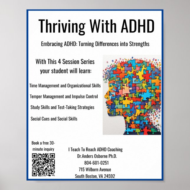 Ich unterrichte ADHD Gecoacht*Thrillen mit ADHD Poster (Vorne)