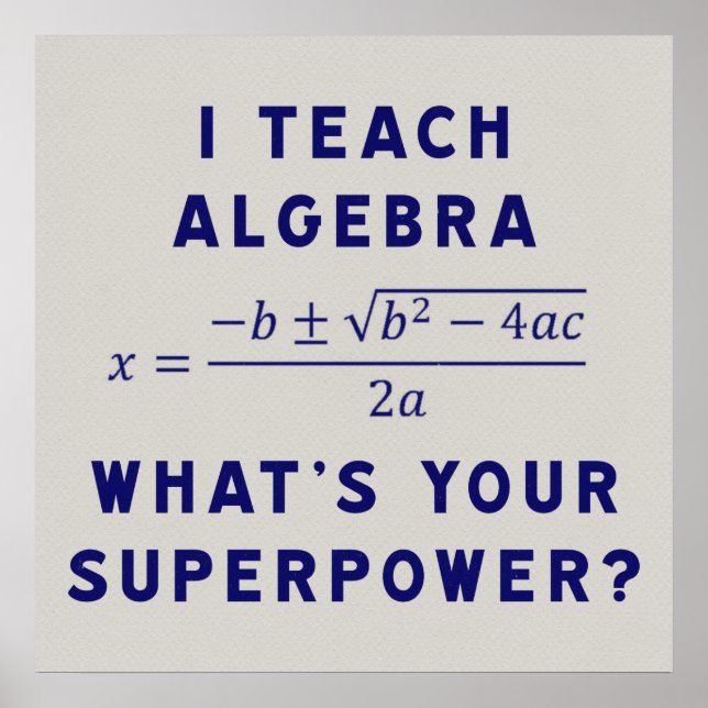 Ich unterrichte Algebra / Was ist deine Supermacht Poster (Vorne)