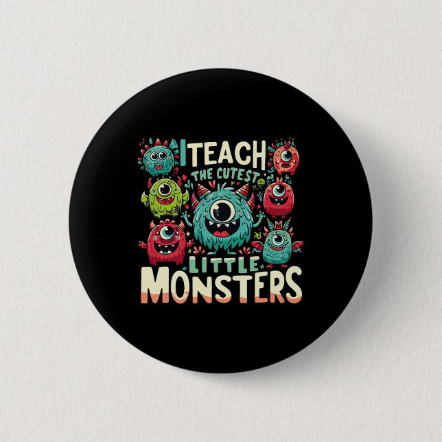 Ich unterrichte die Niedlichen kleinen Monster Hal Button (Vorderseite)