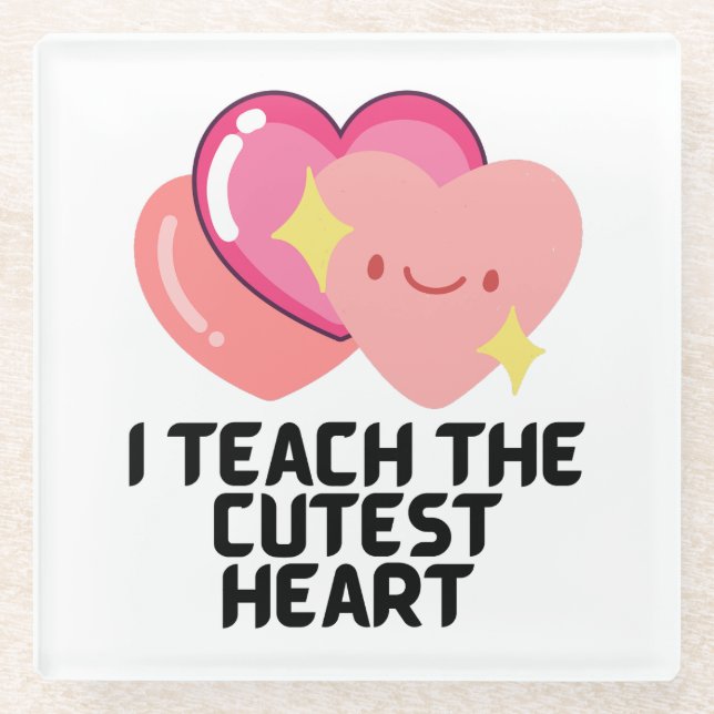 Ich unterrichte die niedlichsten Herzen Glasuntersetzer (Vorderseite)