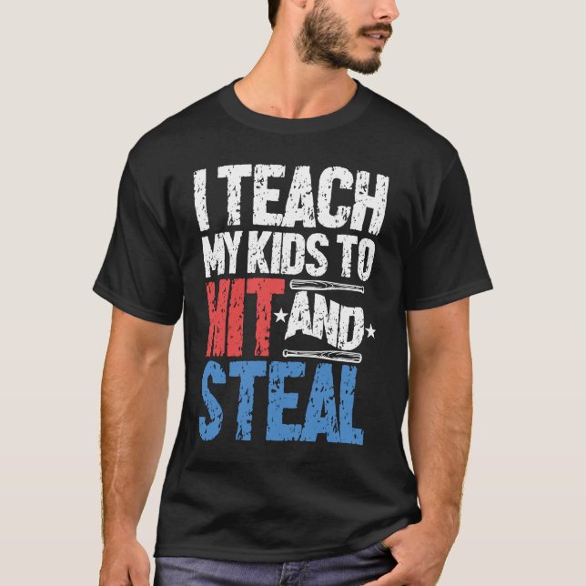 Ich unterrichte Kindern, Baseballtrainer zu schlag T-Shirt (Vorderseite)
