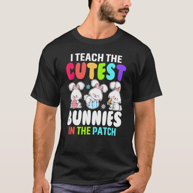 Ich unterrichte Niedliche Bunnies in den Pflastere T-Shirt (Vorderseite)