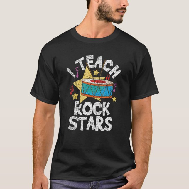Ich unterrichte Rockstars Trommelfell Marching Ban T-Shirt (Vorderseite)