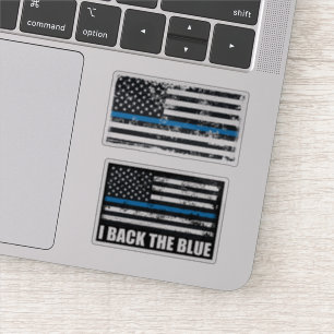 Ich unterstütze die blaue Thin Blue Line USA-Flagg Aufkleber
