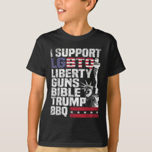 Ich unterstütze die Lgbtq Liberty Guns Bibel Trump T-Shirt