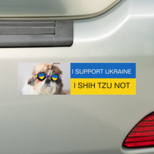 Ich unterstütze die Ukraine I Shih Tzu Not Heart F Autoaufkleber