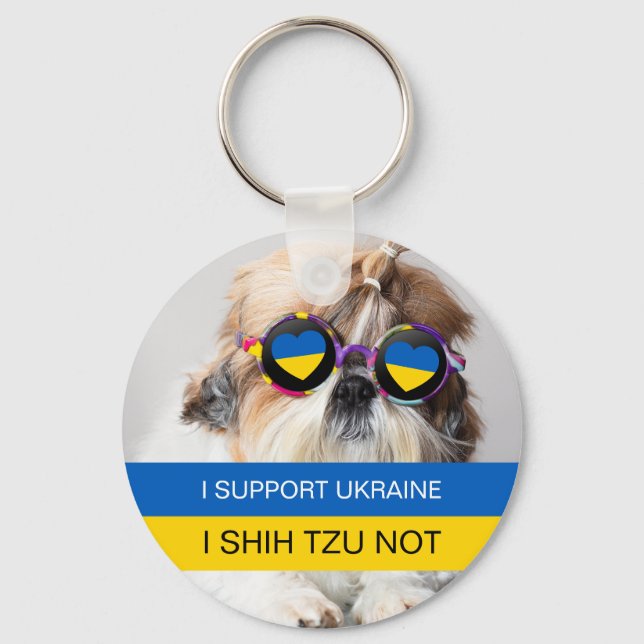 Ich unterstütze die Ukraine I Shih Tzu Not Heart F Schlüsselanhänger (Vorderseite)