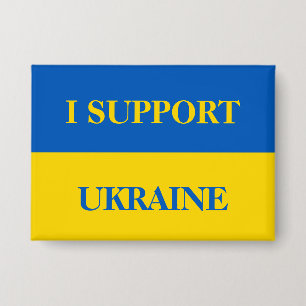 Ich unterstütze die Ukraine. Ukrainische Flagge.  Button