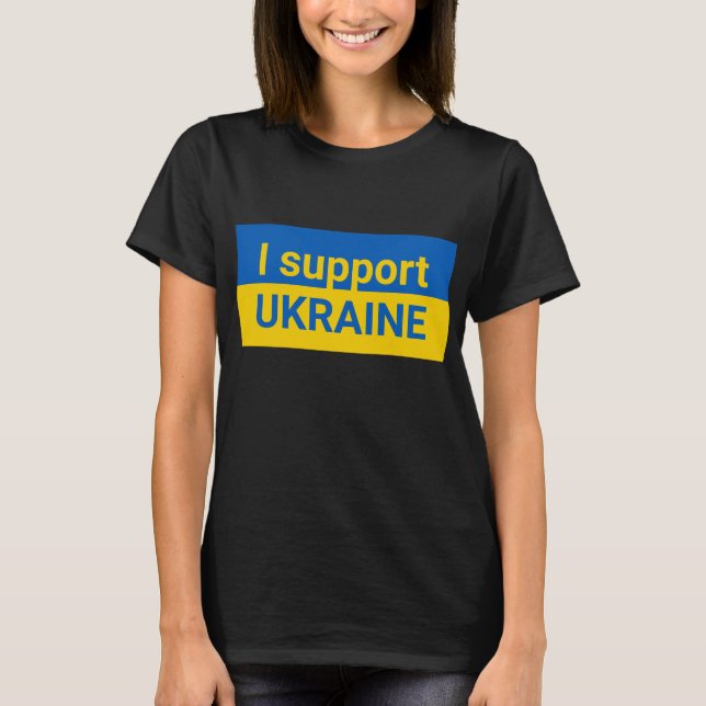 Ich unterstütze die Ukraine Womens Black Tshirts (Vorderseite)