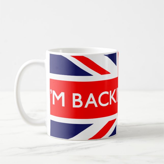 Ich unterstütze Großbritannien auf britischer Flag Tasse (Links)