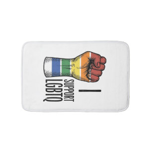 Ich unterstütze LGBTQ Vintage Pride Fist Shirt Des Badematte