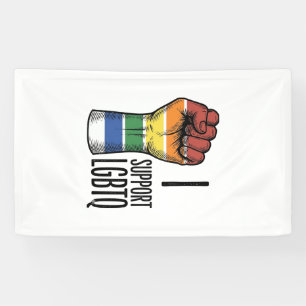 Ich unterstütze LGBTQ Vintage Pride Fist Shirt Des Banner