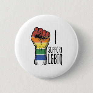 Ich unterstütze LGBTQ Vintage Pride Fist Shirt Des Button