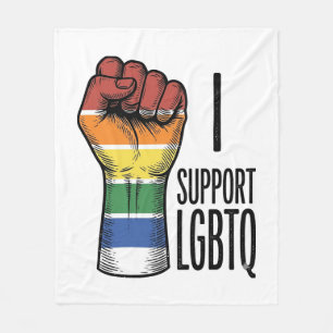 Ich unterstütze LGBTQ Vintage Pride Fist Shirt Des Fleecedecke